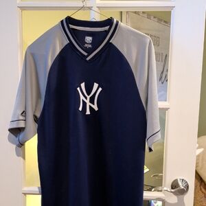 NY Yankees Majestic Navy and Gray Baseball Jersey